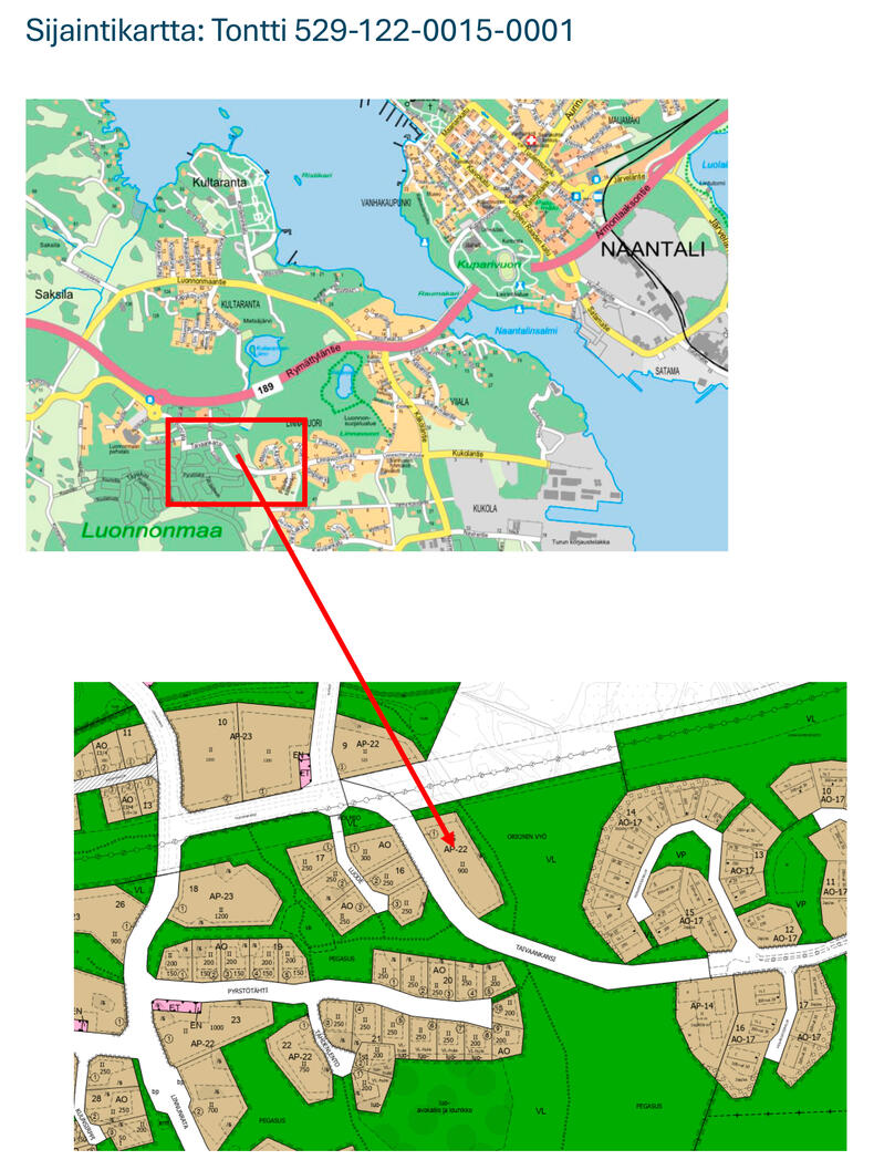 Lastensuojelun sijaishuollon yksikön sijainti kartalla Luonnonmaalla.